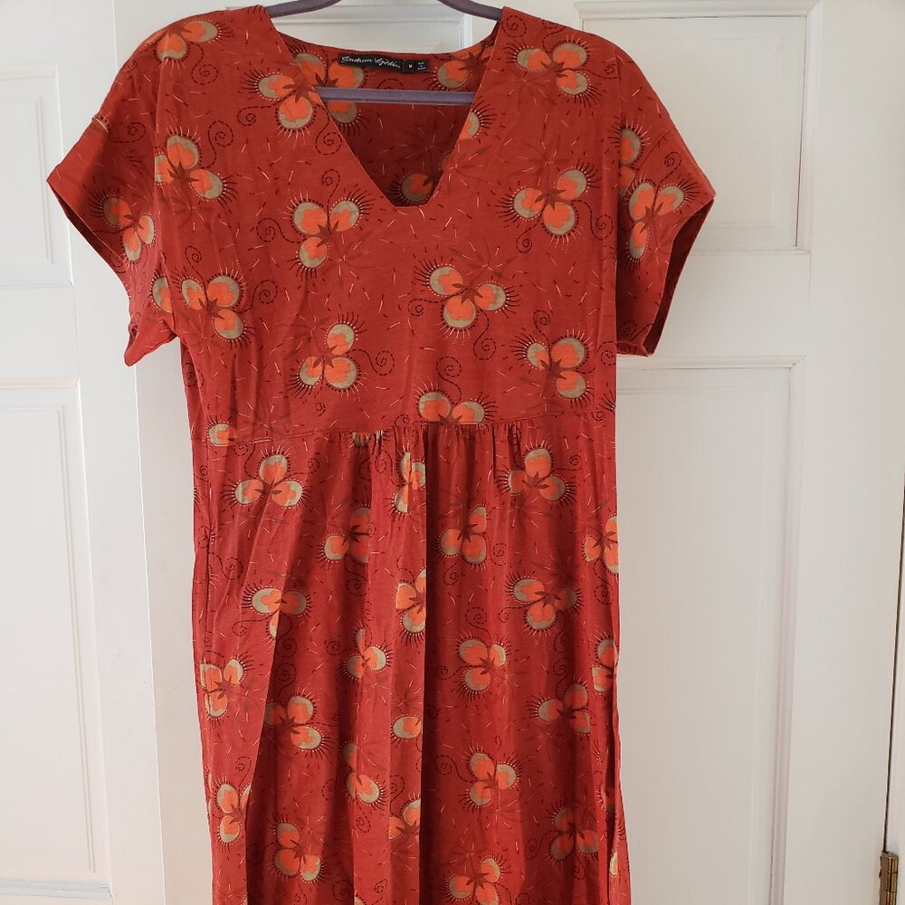 Gudrun Sjoden burnt orange floral cotton dress